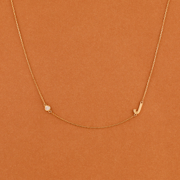 Bezel Diamond Initial Necklace