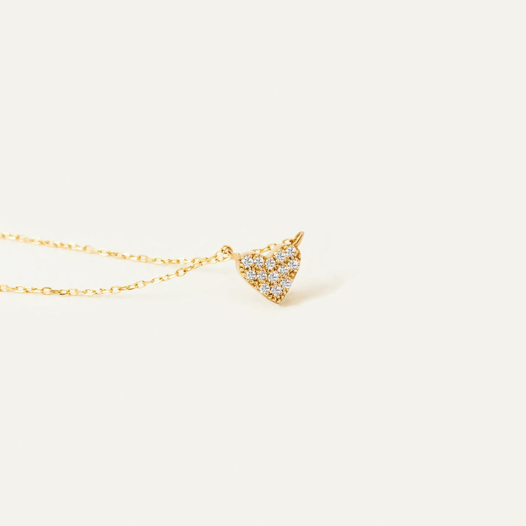Dainty Pave Heart Necklace | Pure Silver