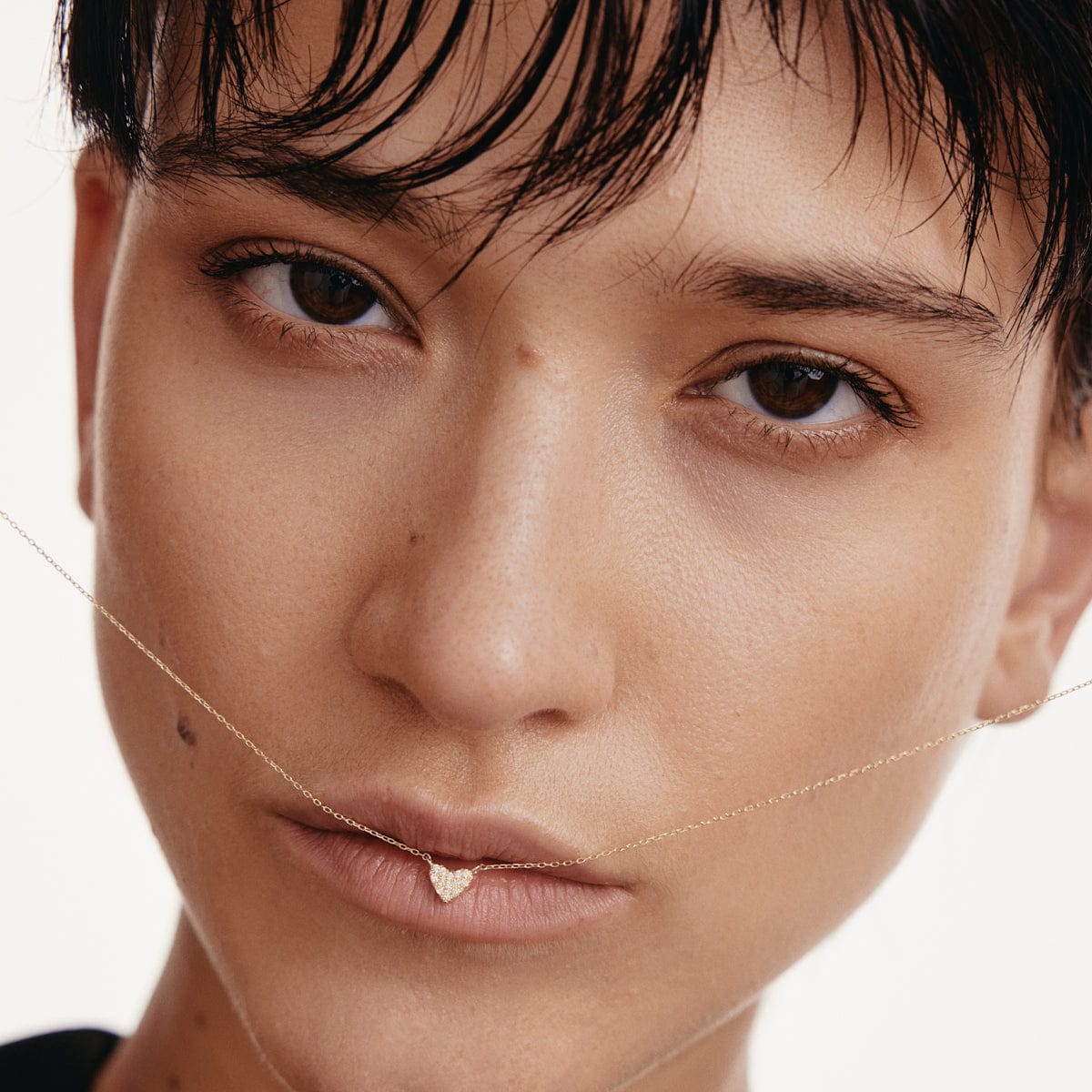 Dainty Pave Heart Necklace | Pure Silver