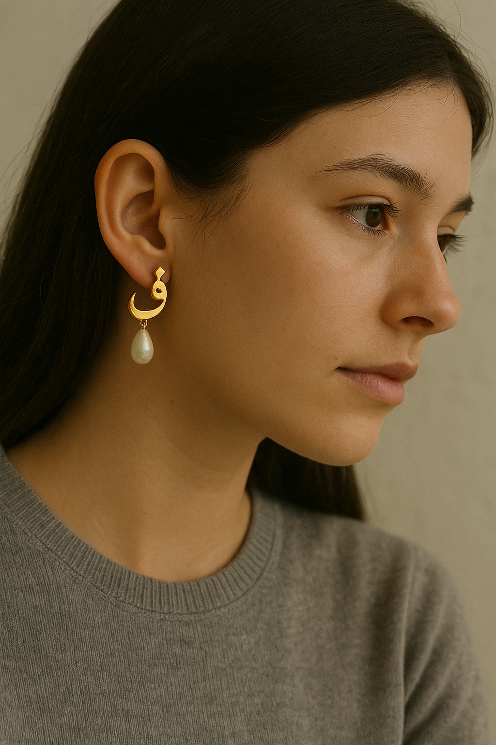 Calligraphed Pearl Earrings