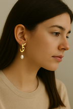 Calligraphed Pearl Earrings