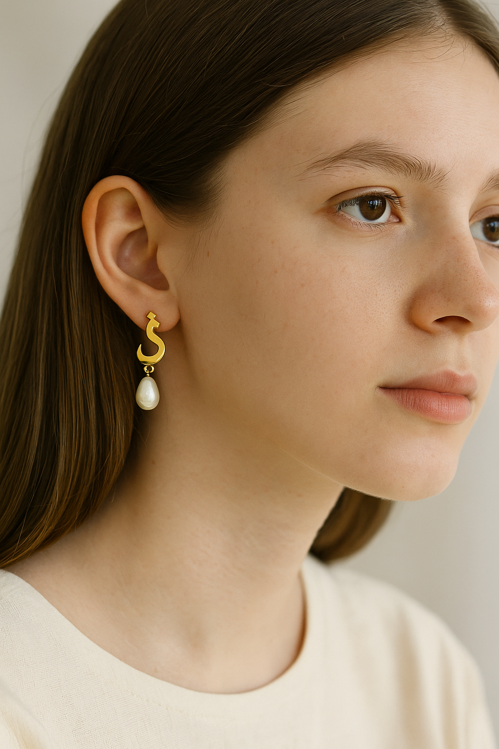 Calligraphed Pearl Earrings