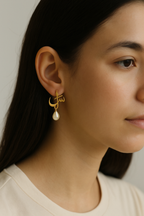 Calligraphed Pearl Earrings