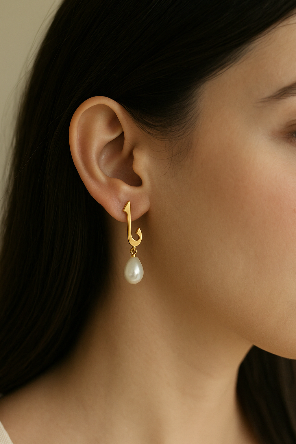 Calligraphed Pearl Earrings