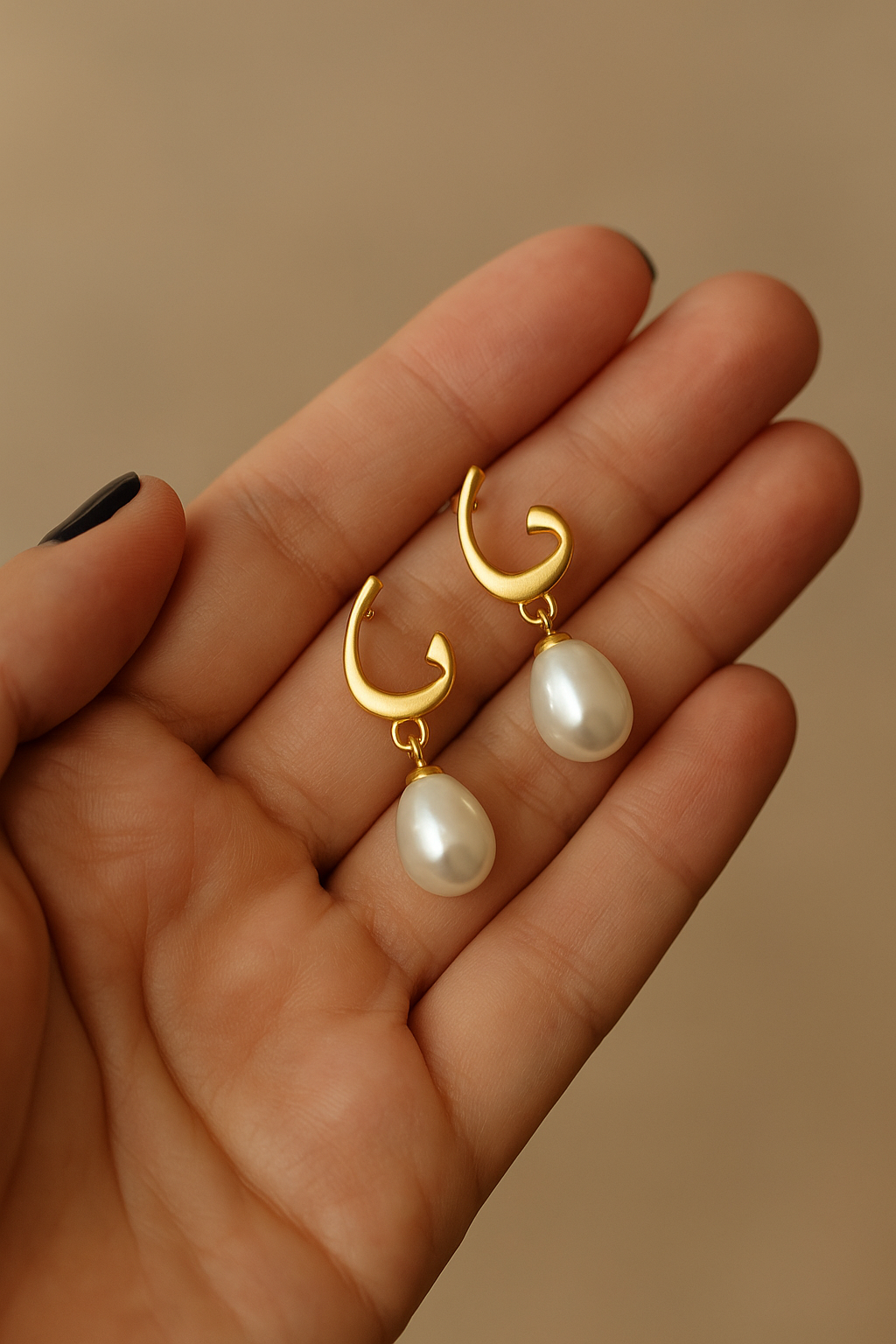 Calligraphed Pearl Earrings
