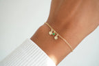 Tiny Disc Initial Birthstone Bracelet - 925 SS