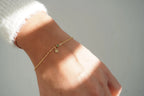 Tiny Disc Initial Birthstone Bracelet - 925 SS