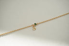 Tiny Disc Initial Birthstone Bracelet - 925 SS