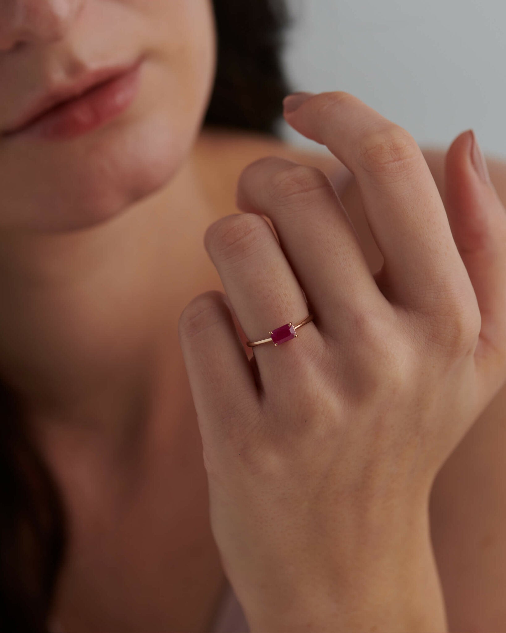 Octagon Red Cut Ruby Ring