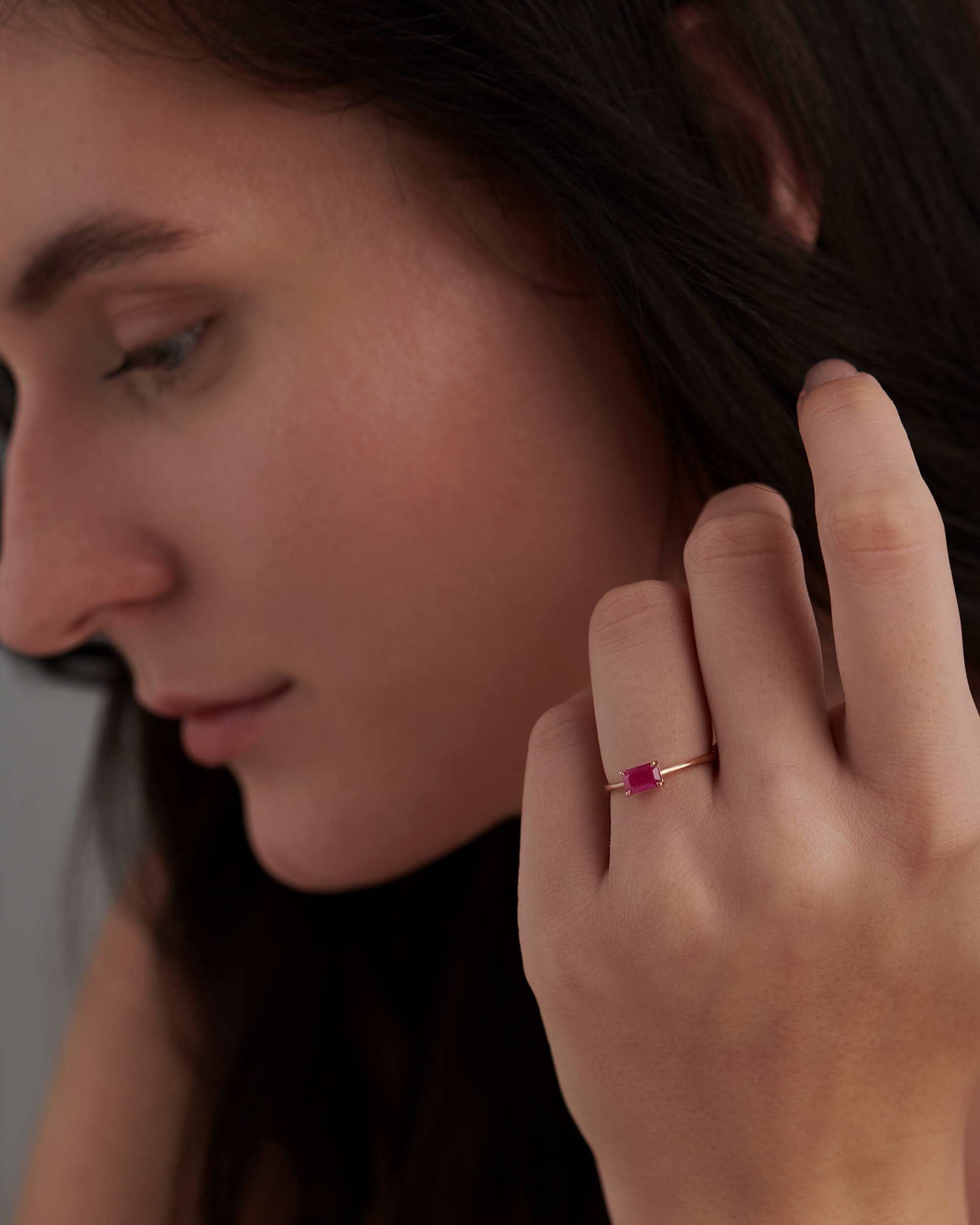 Octagon Red Cut Ruby Ring