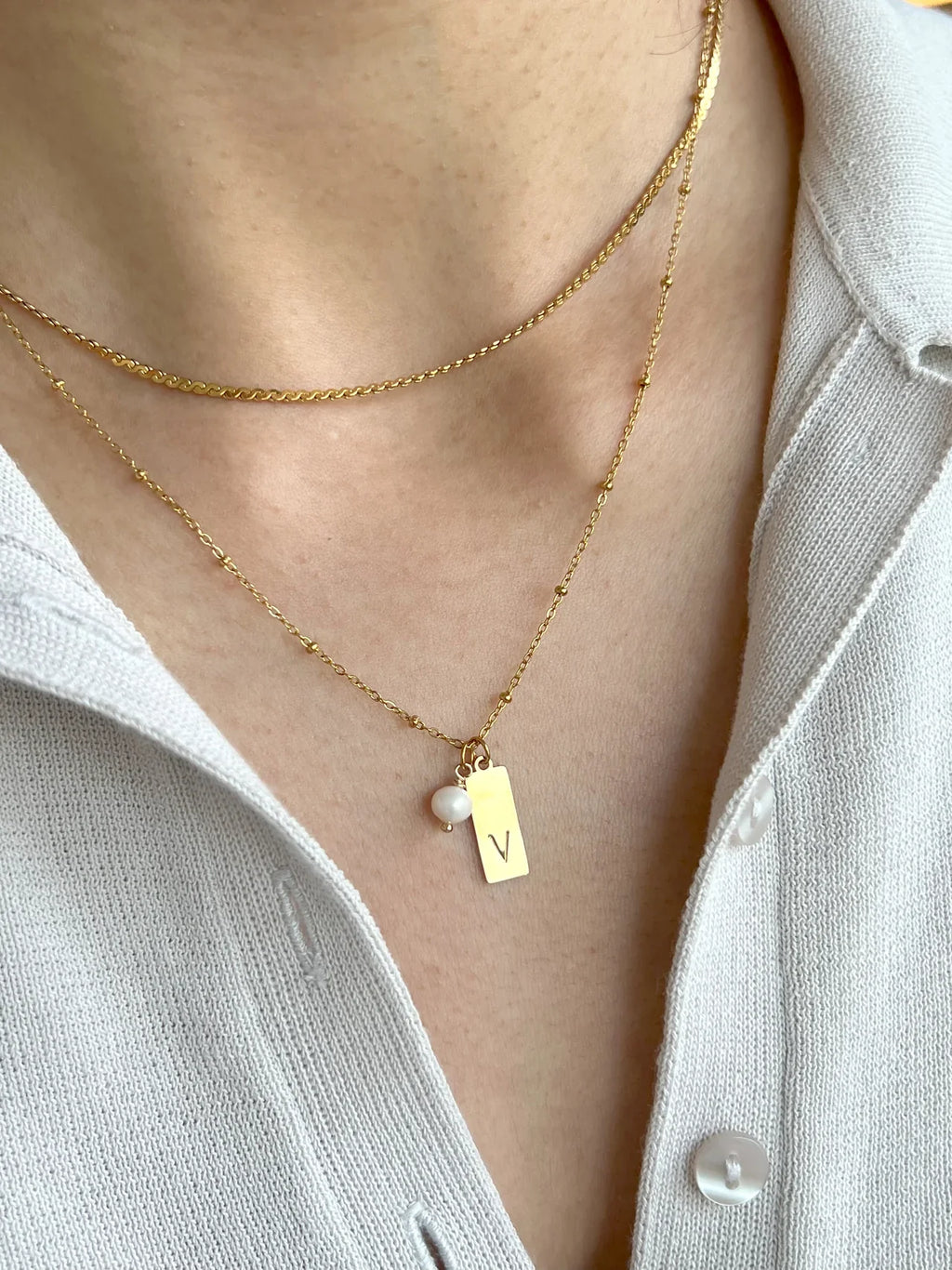 Pearl Initial Necklace