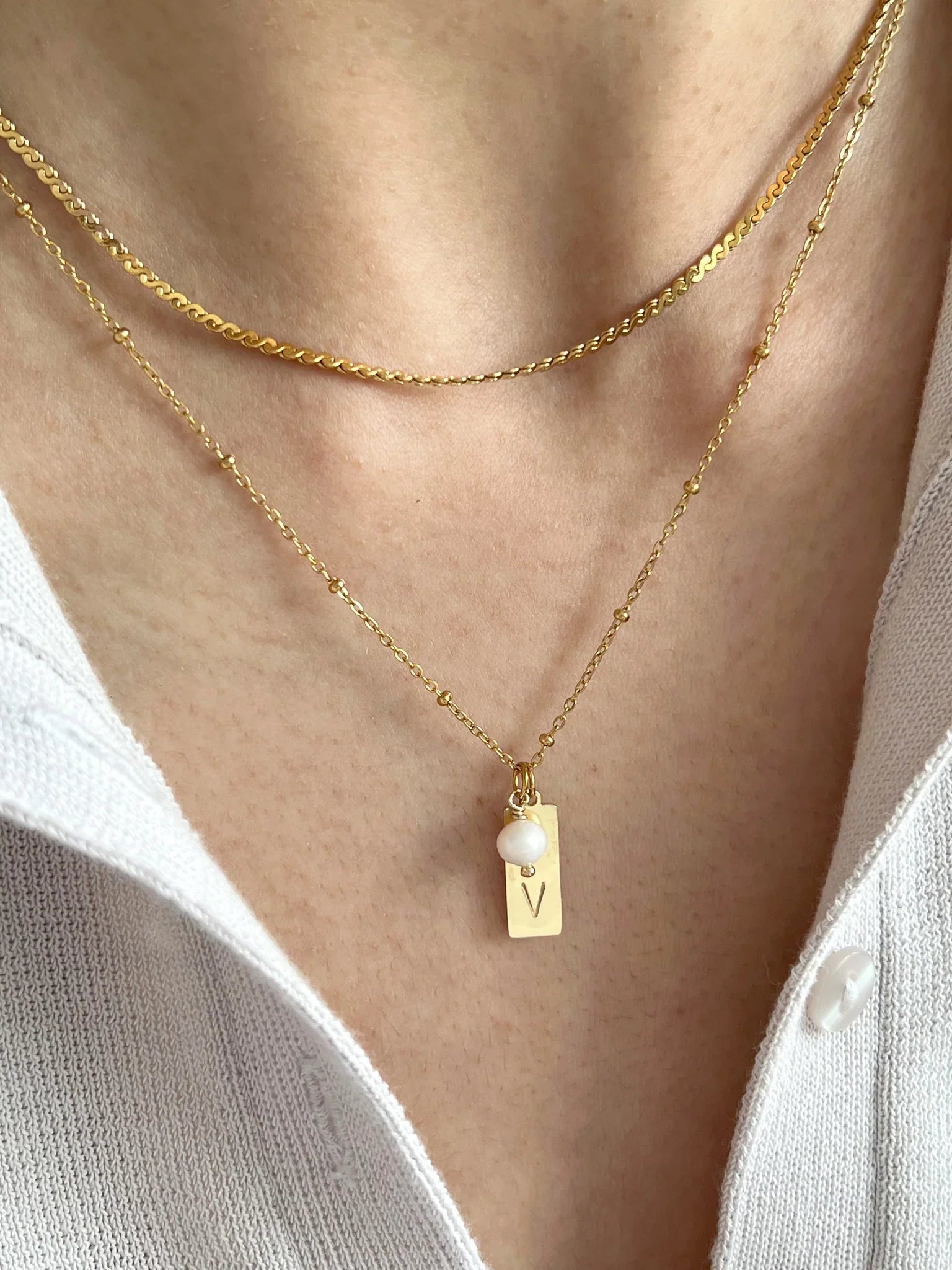 Pearl Initial Necklace