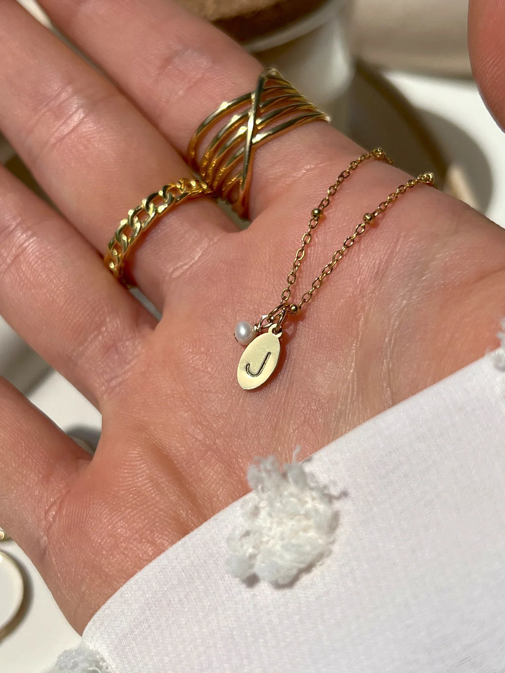 Pearl Initial Necklace