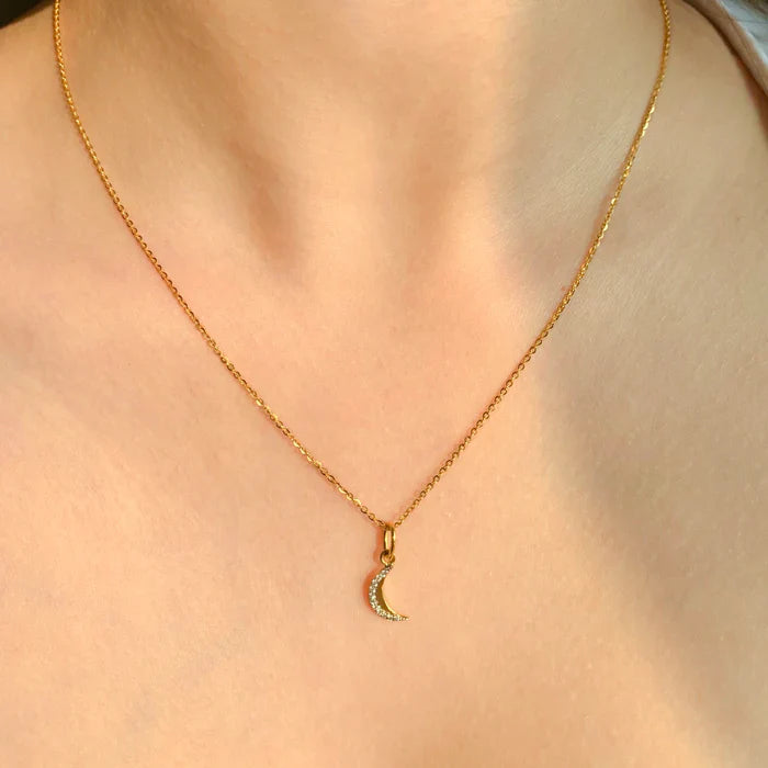 Diamond Crescent Moon Necklace
