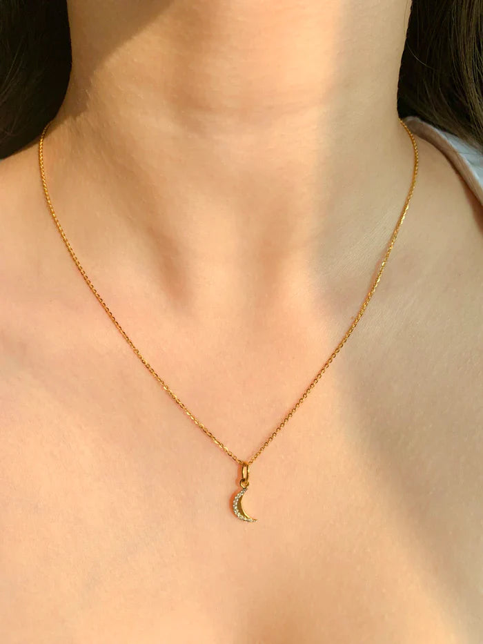 Diamond Crescent Moon Necklace