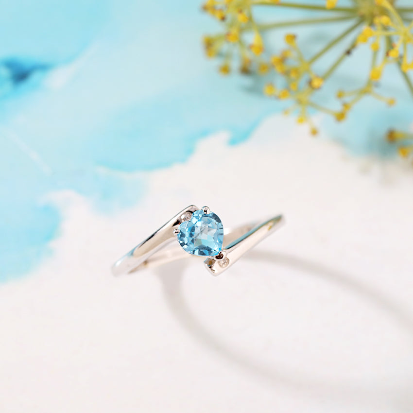 Heart Blue Topaz Ring