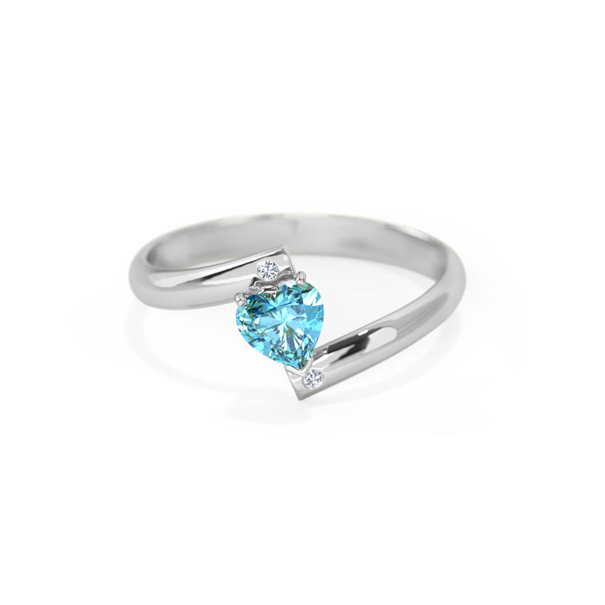 Heart Blue Topaz Ring