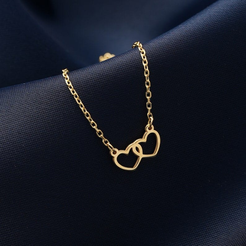 Minimal Double heart pendant