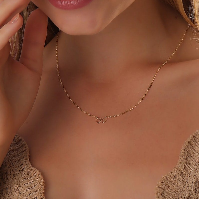 Minimal Double heart pendant