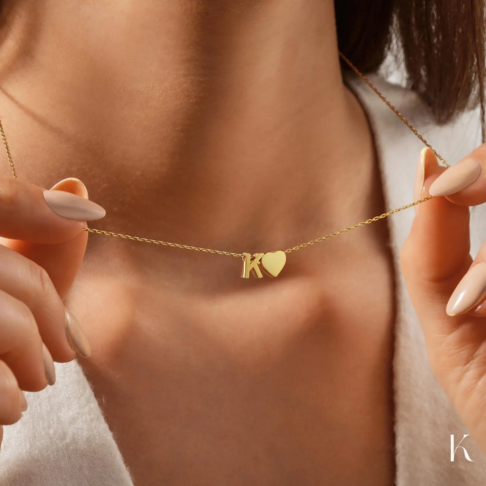 Golden Heart Initial Necklace