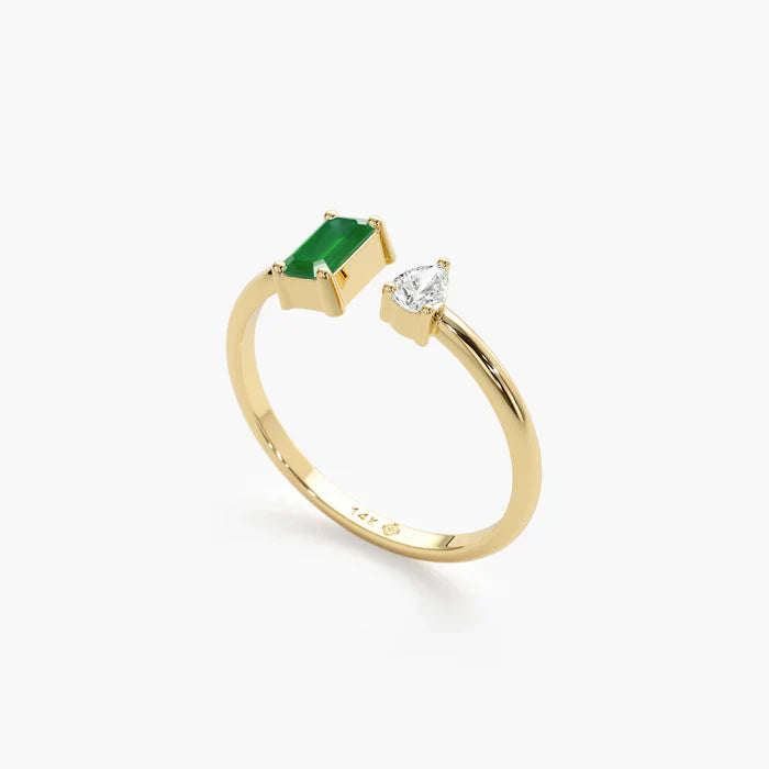 Emerald & Diamond Open Ring