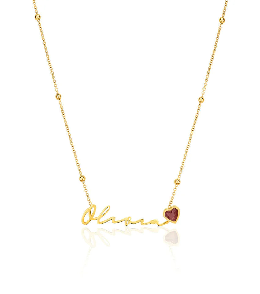 Birthstone Signature Name Necklace