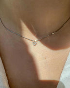 Tiny Diamond Heart Necklace | Pure 925 Silver