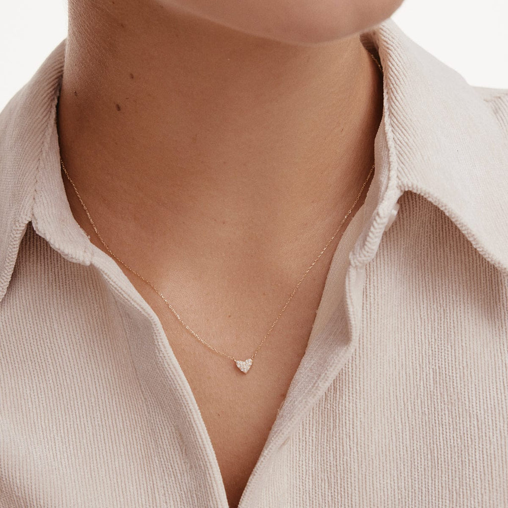 Dainty Pave Heart Necklace | Pure Silver