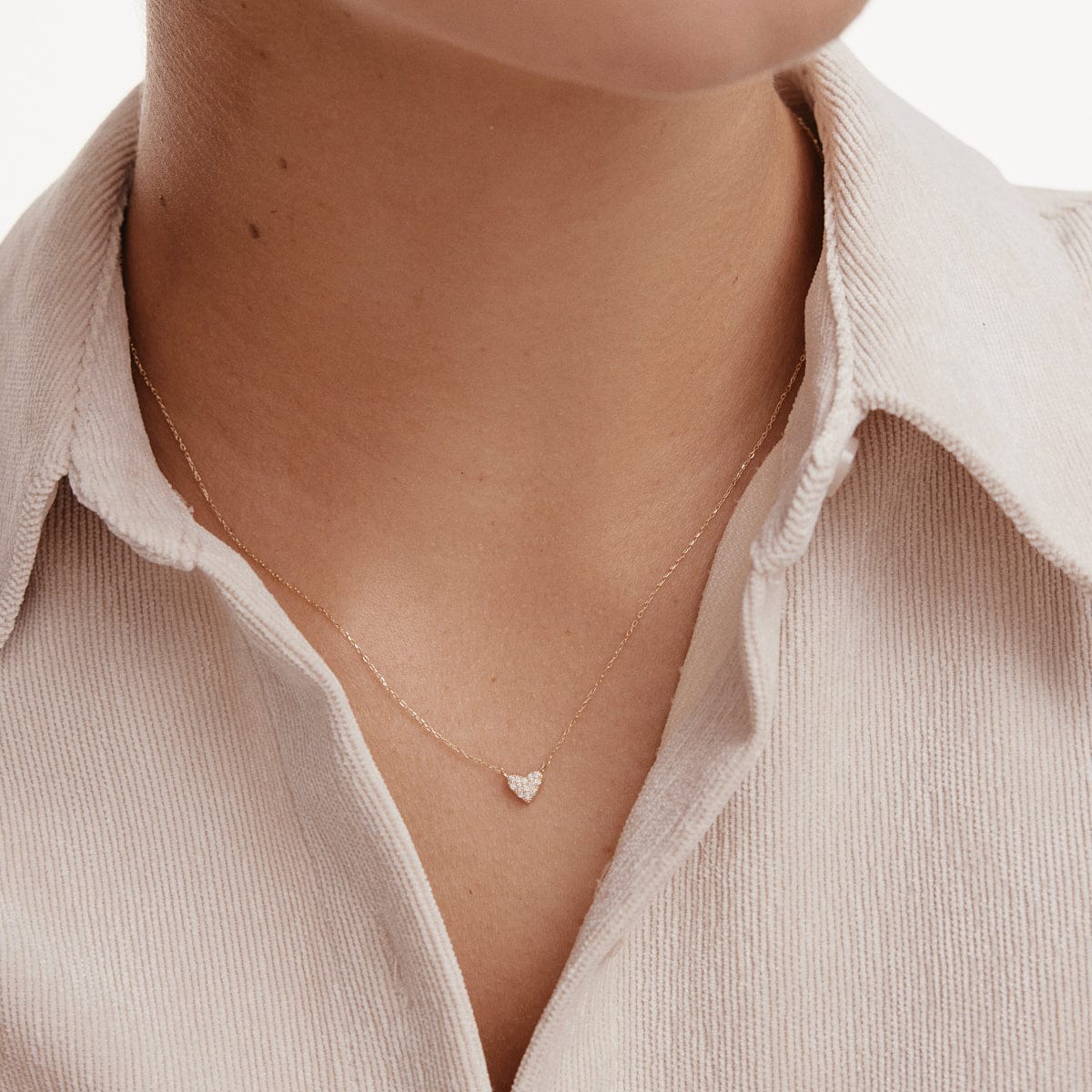 Dainty Pave Heart Necklace | Pure Silver