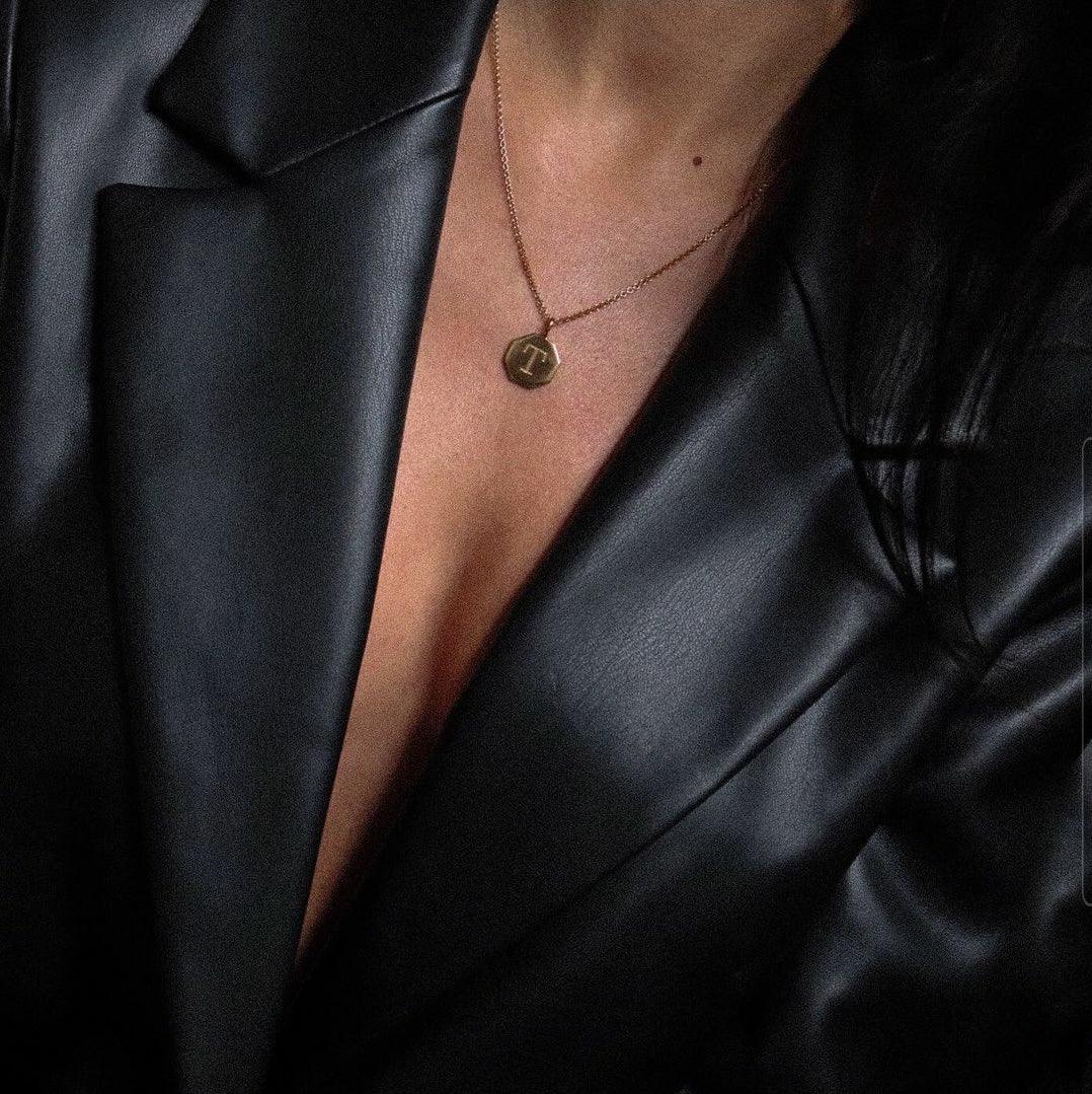 Octagon Initial Necklace