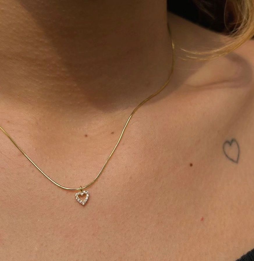 Tiny Diamond Heart Necklace | Pure 925 Silver