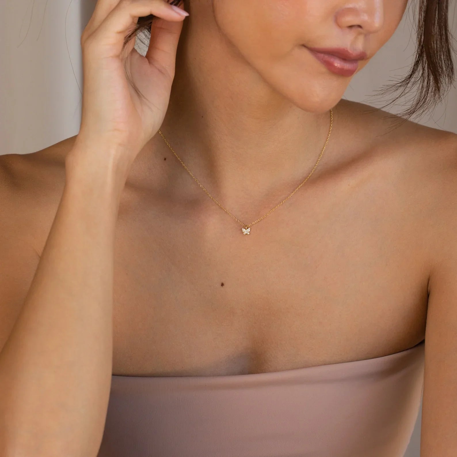Dainty Pave Butterfly Necklace