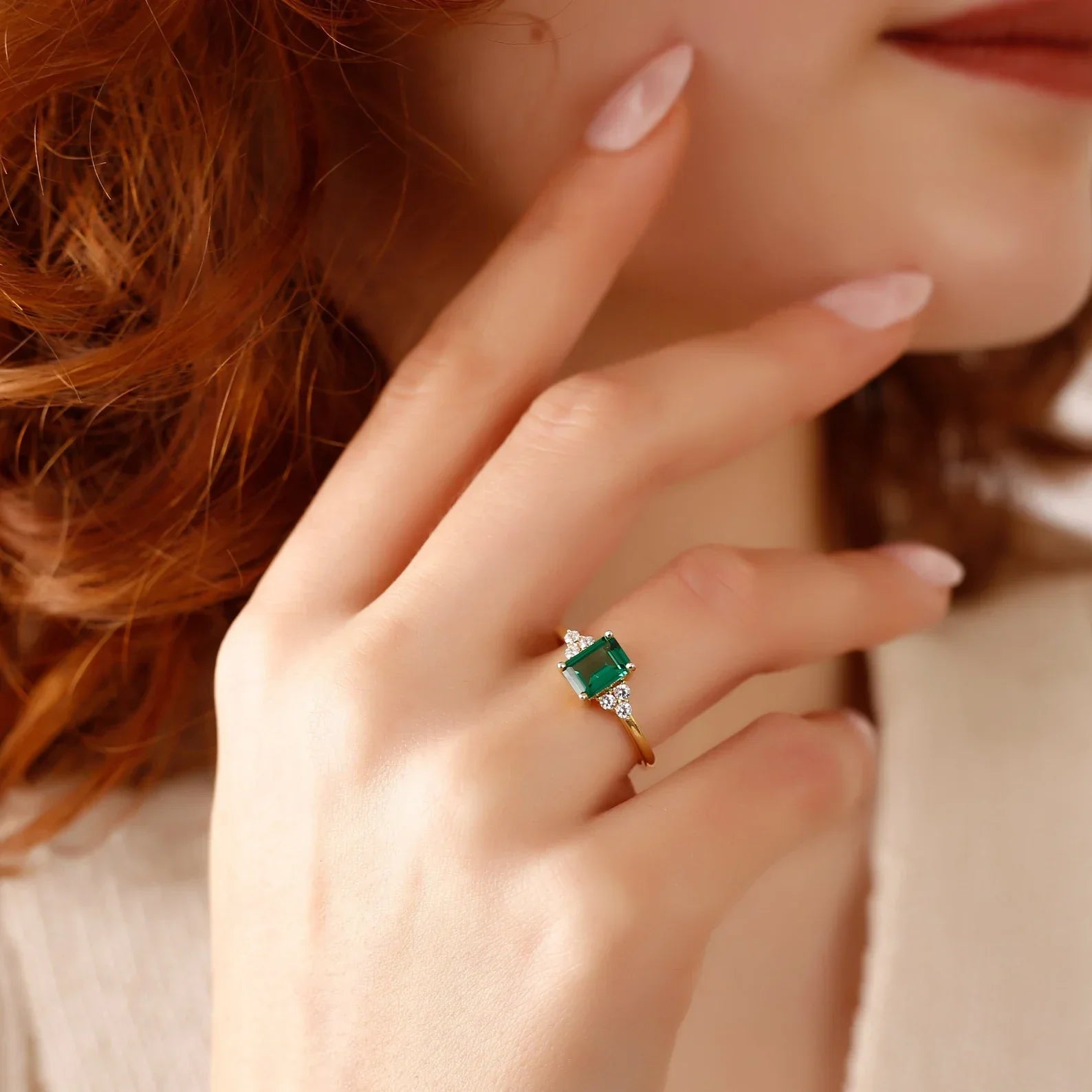 Emerald Cindrella Ring