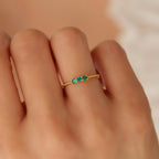 Minimal Pave Emerald Ring