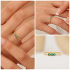 Minimal Pave Emerald Ring