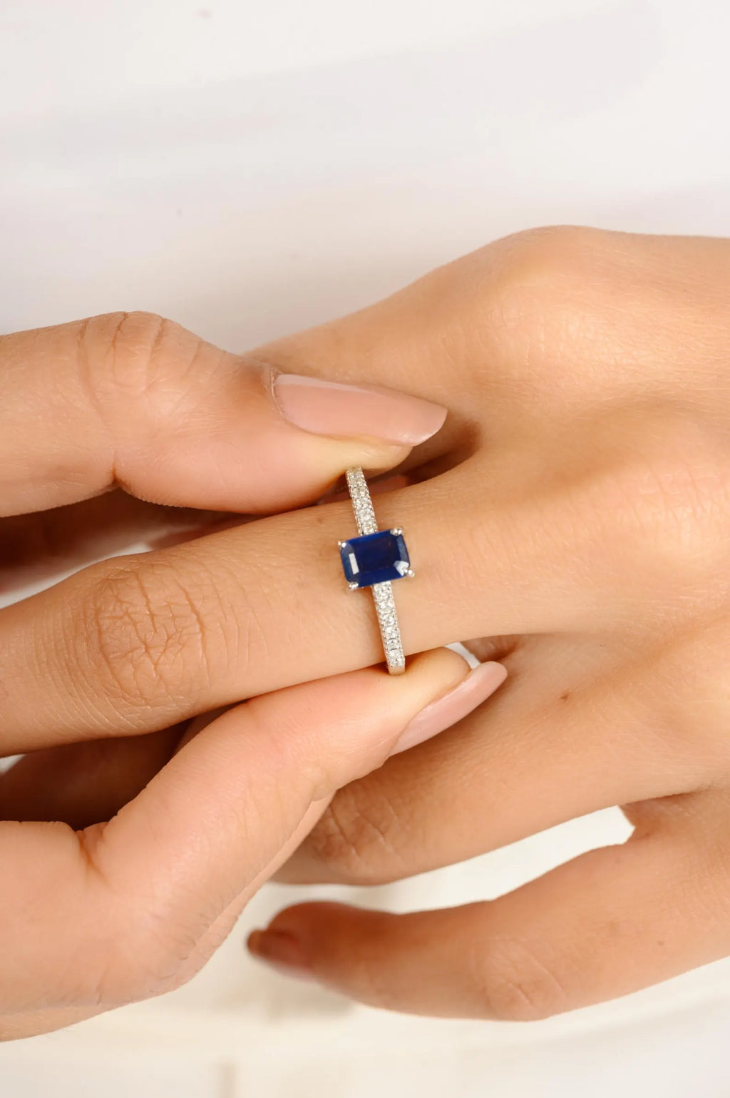 Sapphire Cut Diamond Ring | Pure Silver