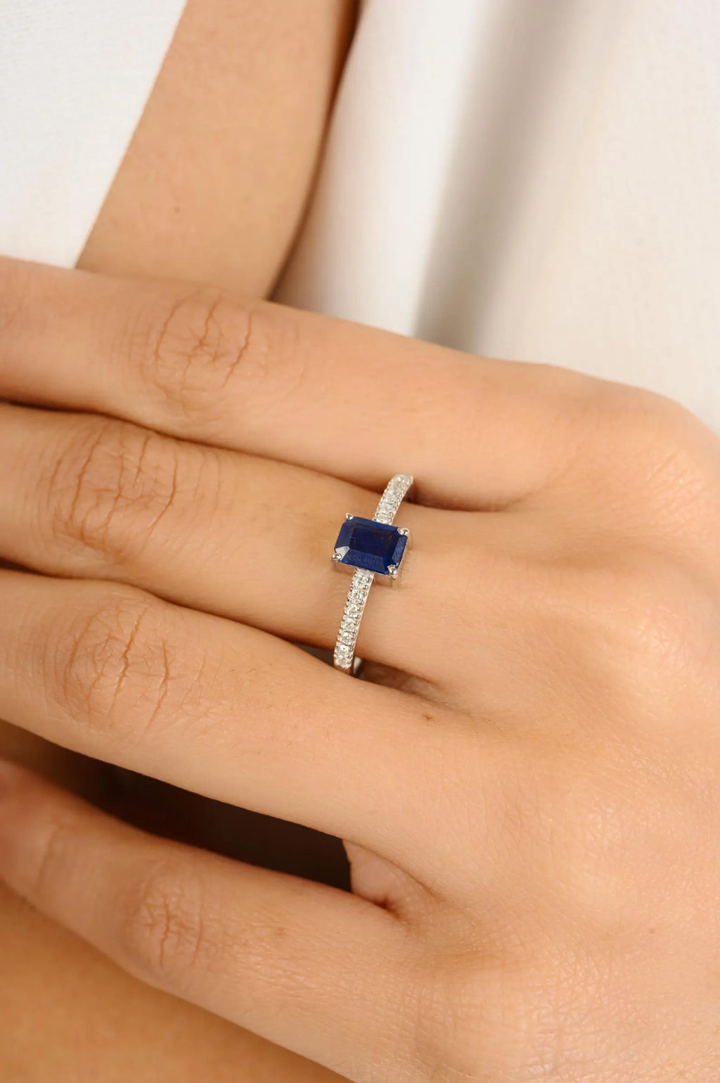 Sapphire Cut Diamond Ring | Pure Silver