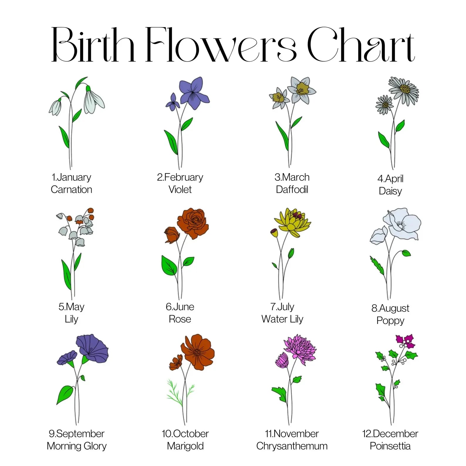 Colorful Birthflower Necklace