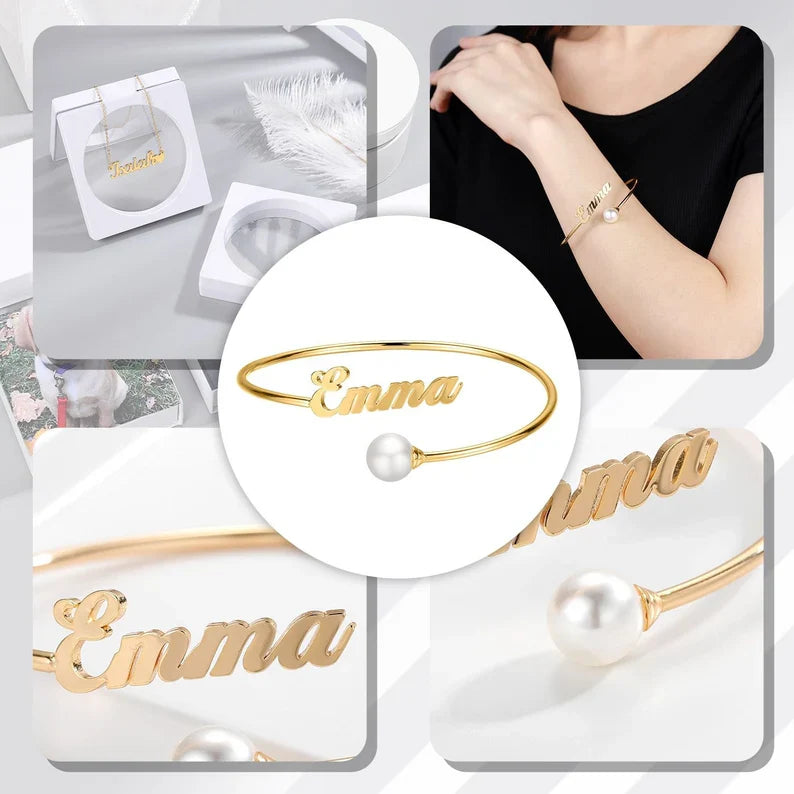 Arabic Customised Pearl Bangle