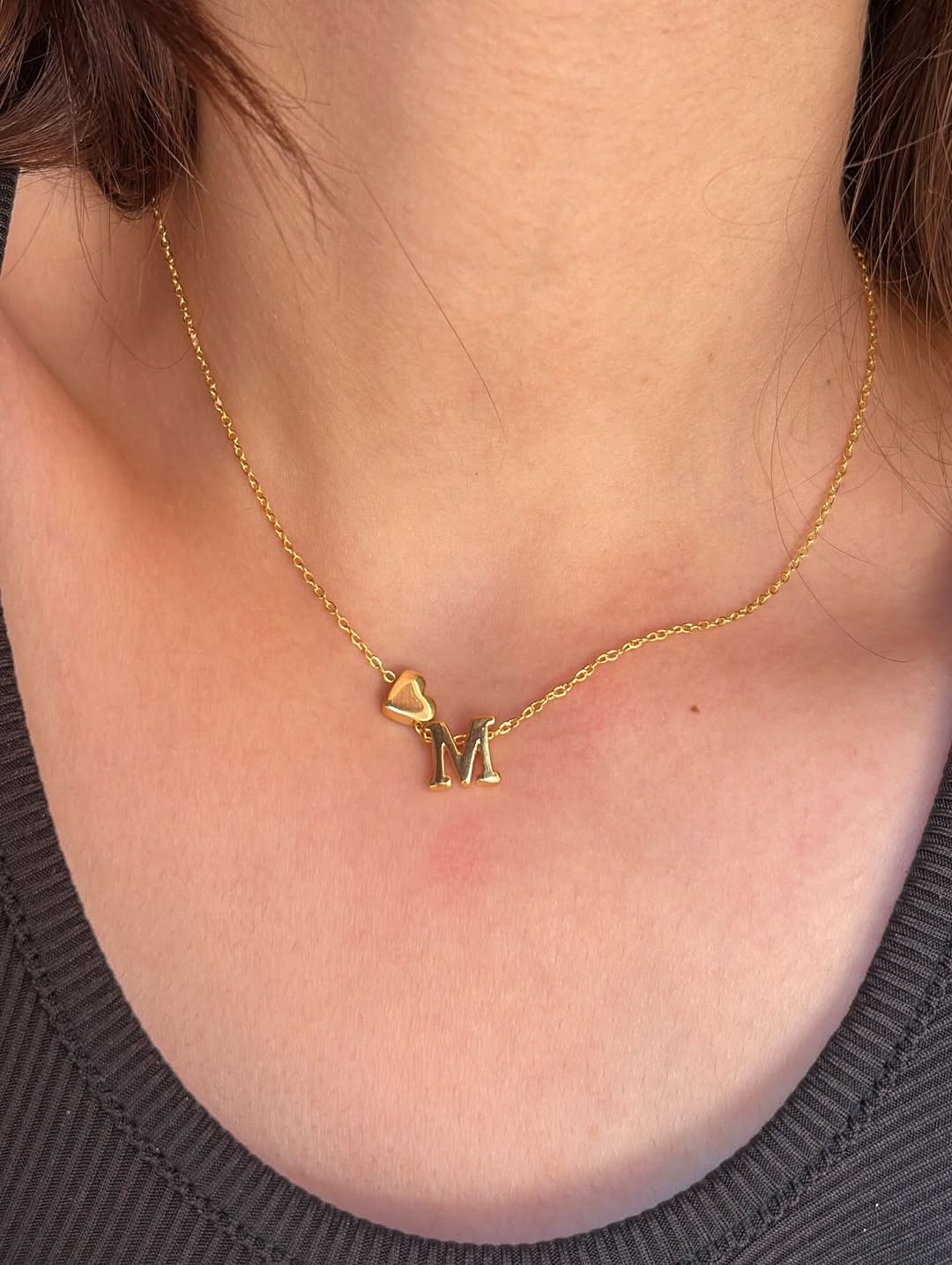 Golden Heart Initial Necklace